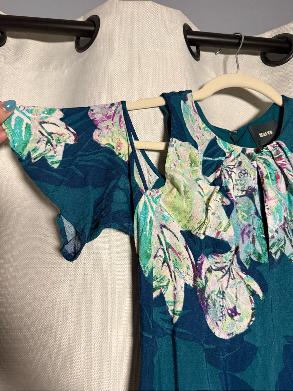 Maeve by Anthropologie Floral Elia Dress in Turquoise Size 2 - Picture 7 of 12
